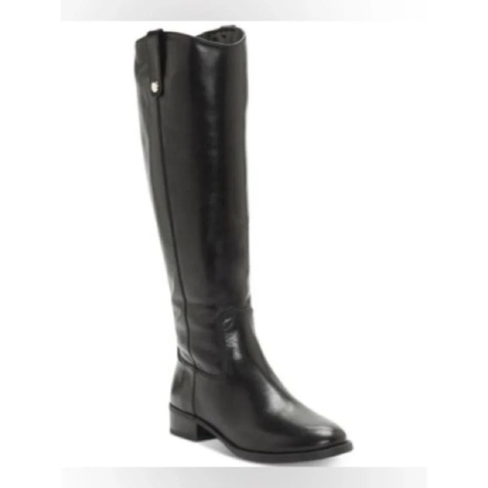 INC International Concepts Women's Fawne Black Leather Riding Boots NWOB Size 5